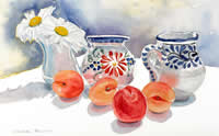 Apricots, Daisies, Ceramics by Winifred Breines